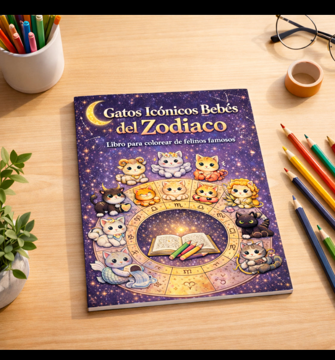 Libro para colorear - Gatos Icónicos bebes del zodiaco